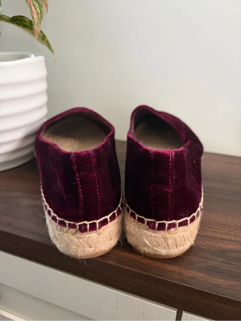 Tory Burch Burgundy Velvet Espadrille Platform Flats 6.5